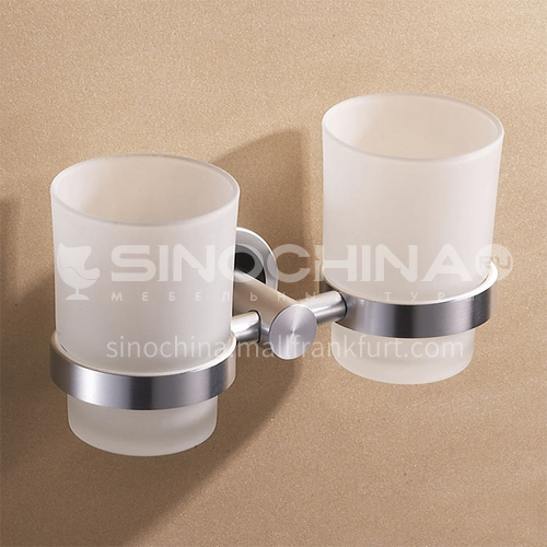 Bathroom silver space aluminum simple mouthwash cup holder double cup MY-9604